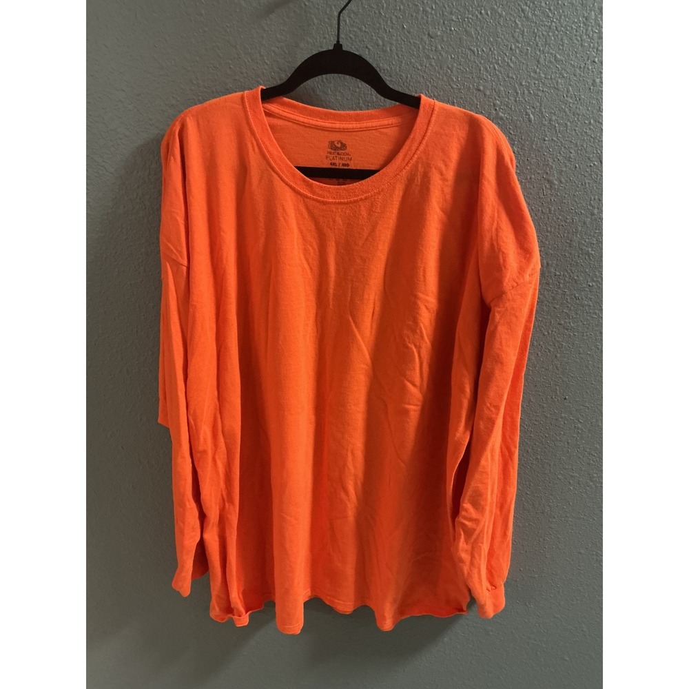 Fruit of the Loom Platinum Long Sleeve Shirt Mens 4XL Orange work hi vis